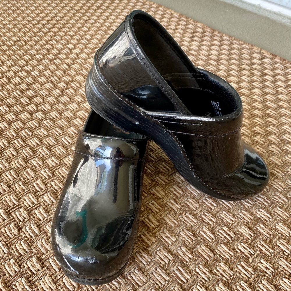 Dansko women’s shoes, black patent